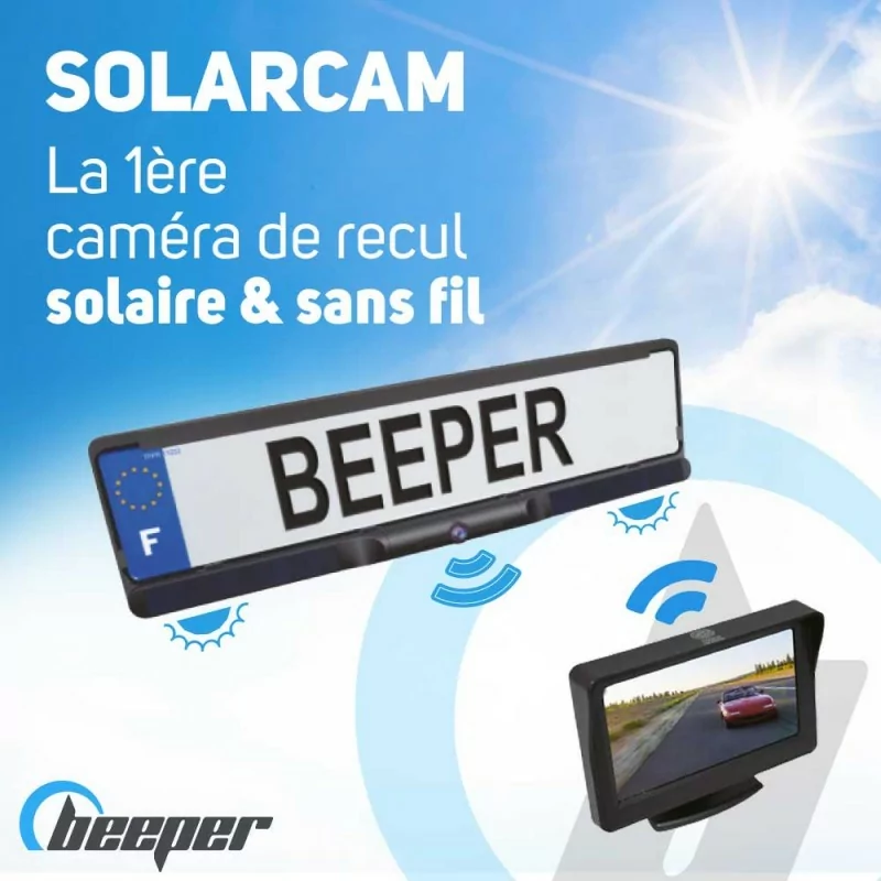 SOLARCAM - Caméra de recul solaire & sans fil avec écran 4,3